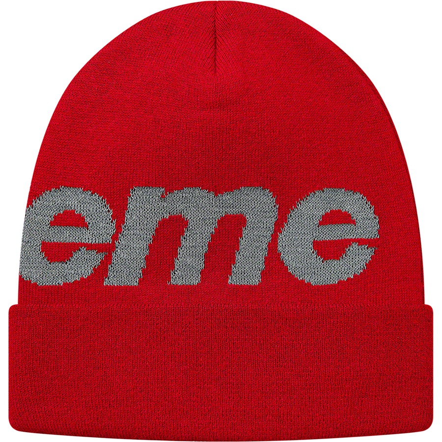 supreme big logo beanie red