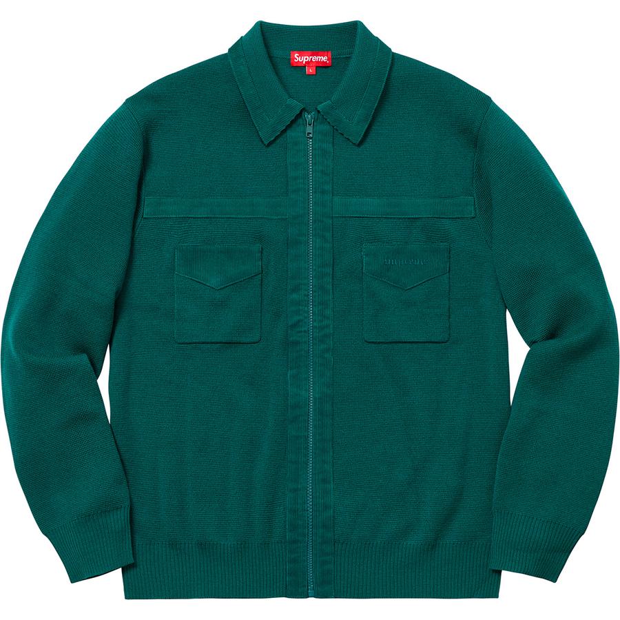 corduroy detailed zip sweater