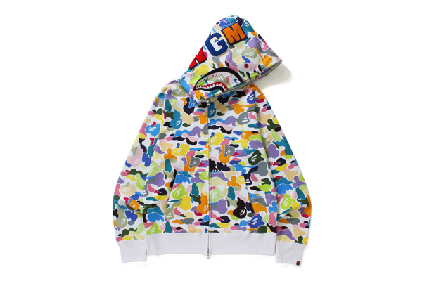 bape multi camo shark full zip hoodie