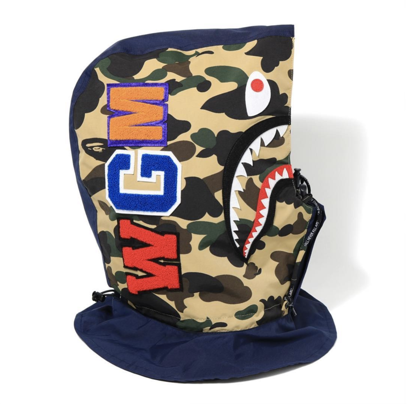 Download Bape 1st Camo Shark Face Mask Hoodie Yellow Navy Novelship PSD Mockup Templates