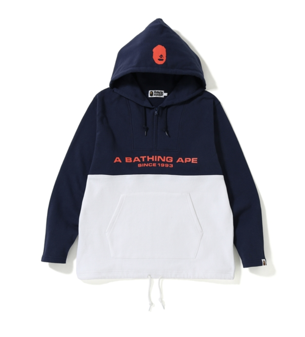 bape half zip pullover hoodie