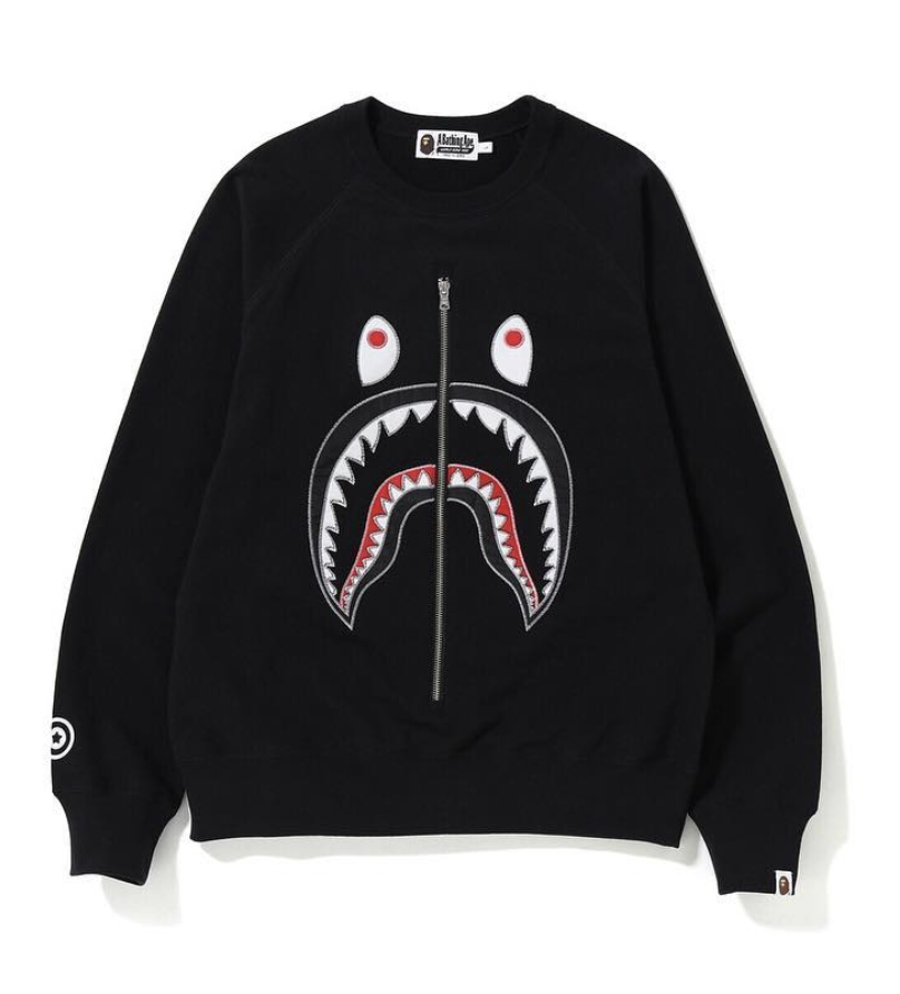 bape shark crewneck black