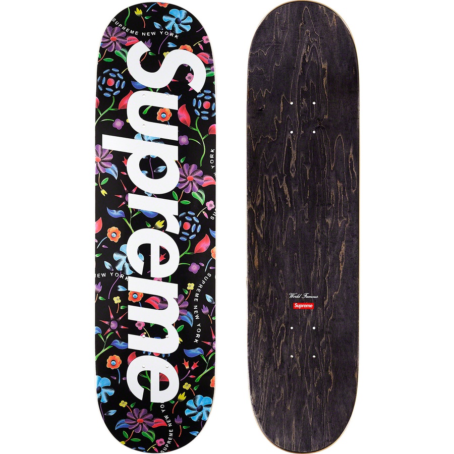 supreme airbrushed floral skateboard deck black