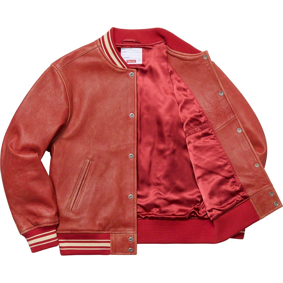 leather varsity jacket supreme