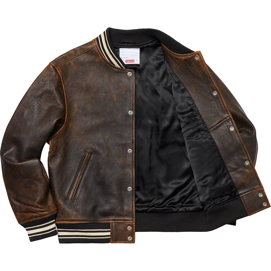 leather varsity jacket supreme