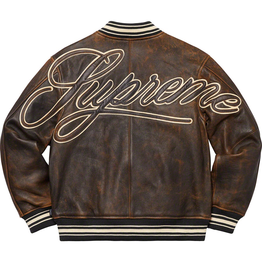 supreme leather varsity jacket