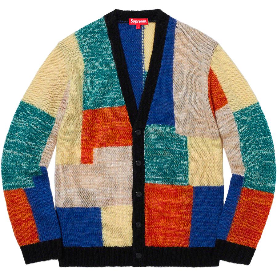 supreme 19ss patchwork mohair cardigan