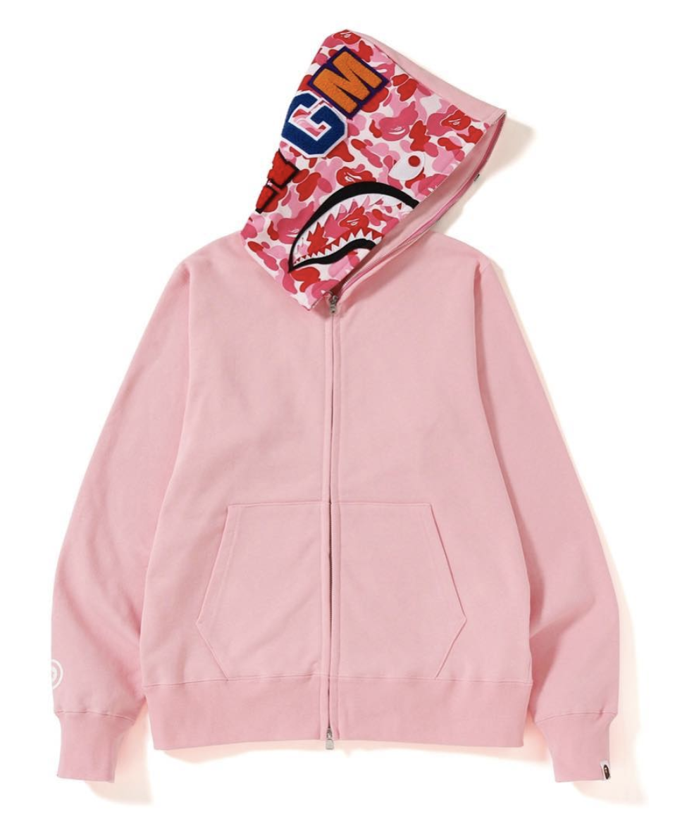 bape abc shark full zip hoodie pink