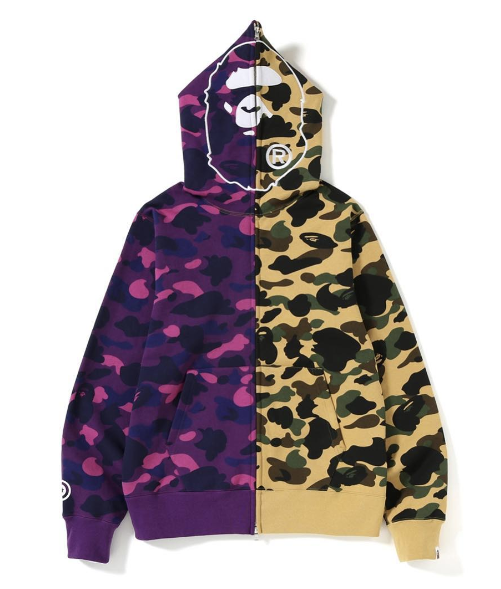 bape half camo half black hoodie