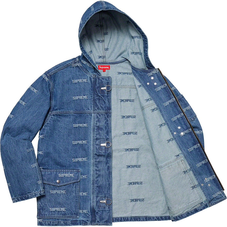 supreme logo denim turnout jacket