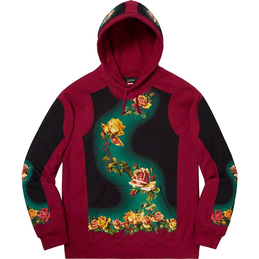 supreme jean paul gaultier floral print hooded sweatshirt black