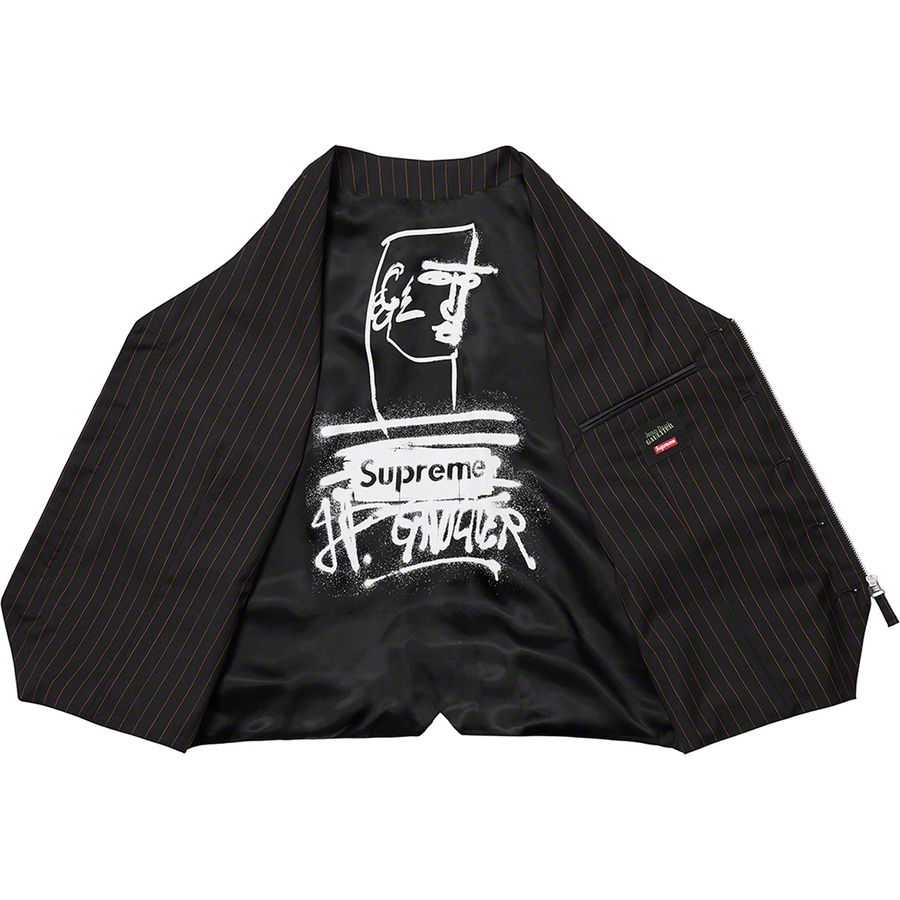 Supreme Jean Paul Gaultier Pinstripe Cargo Suit Vest Black - Novelship