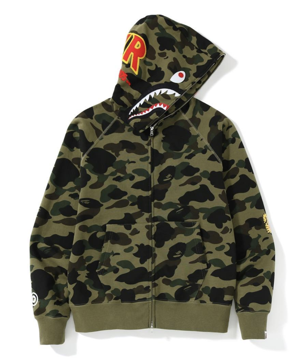 bape camo shark full zip hoodie