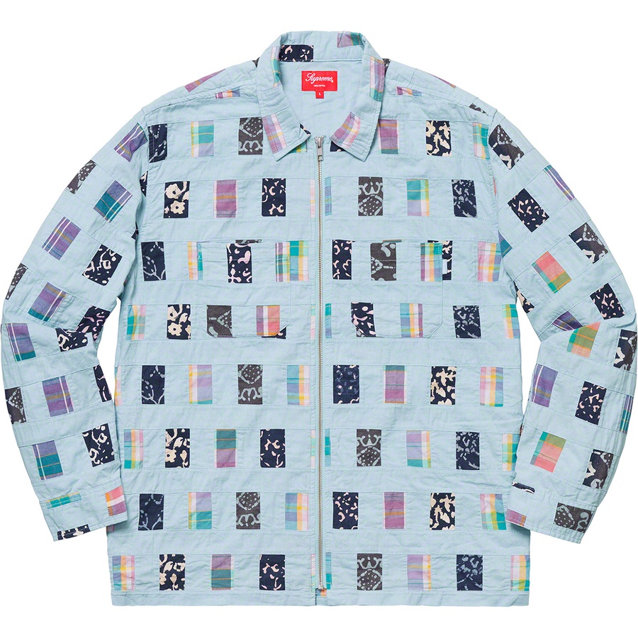 supreme patchwork zip up shirt