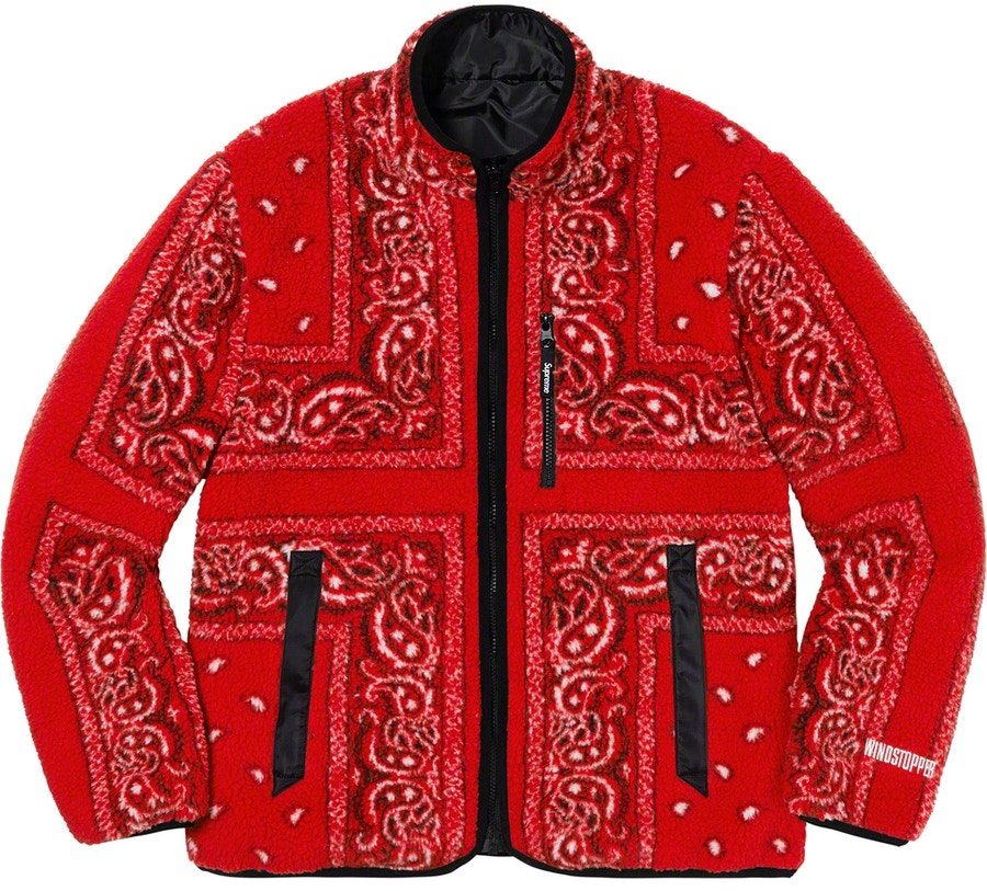 Supreme Reversible Bandana Fleece Jacket Red - Novelship