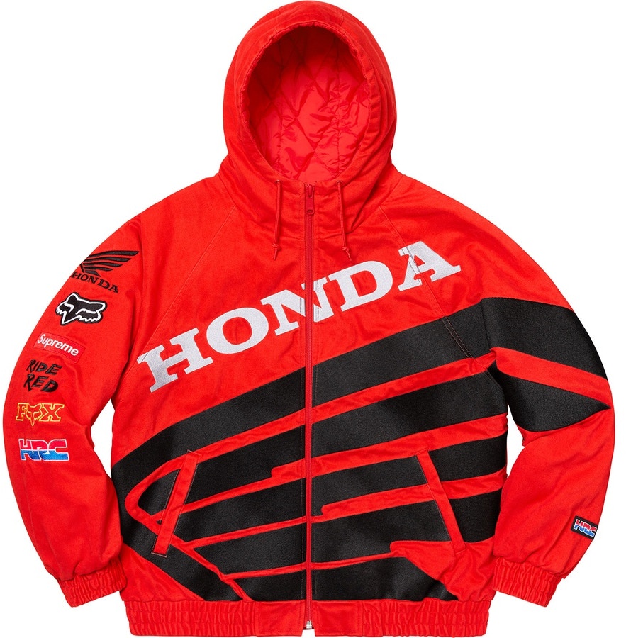 Supreme x Honda x Fox Racing Puffy Zip Up Work Jacket Red - Novelship