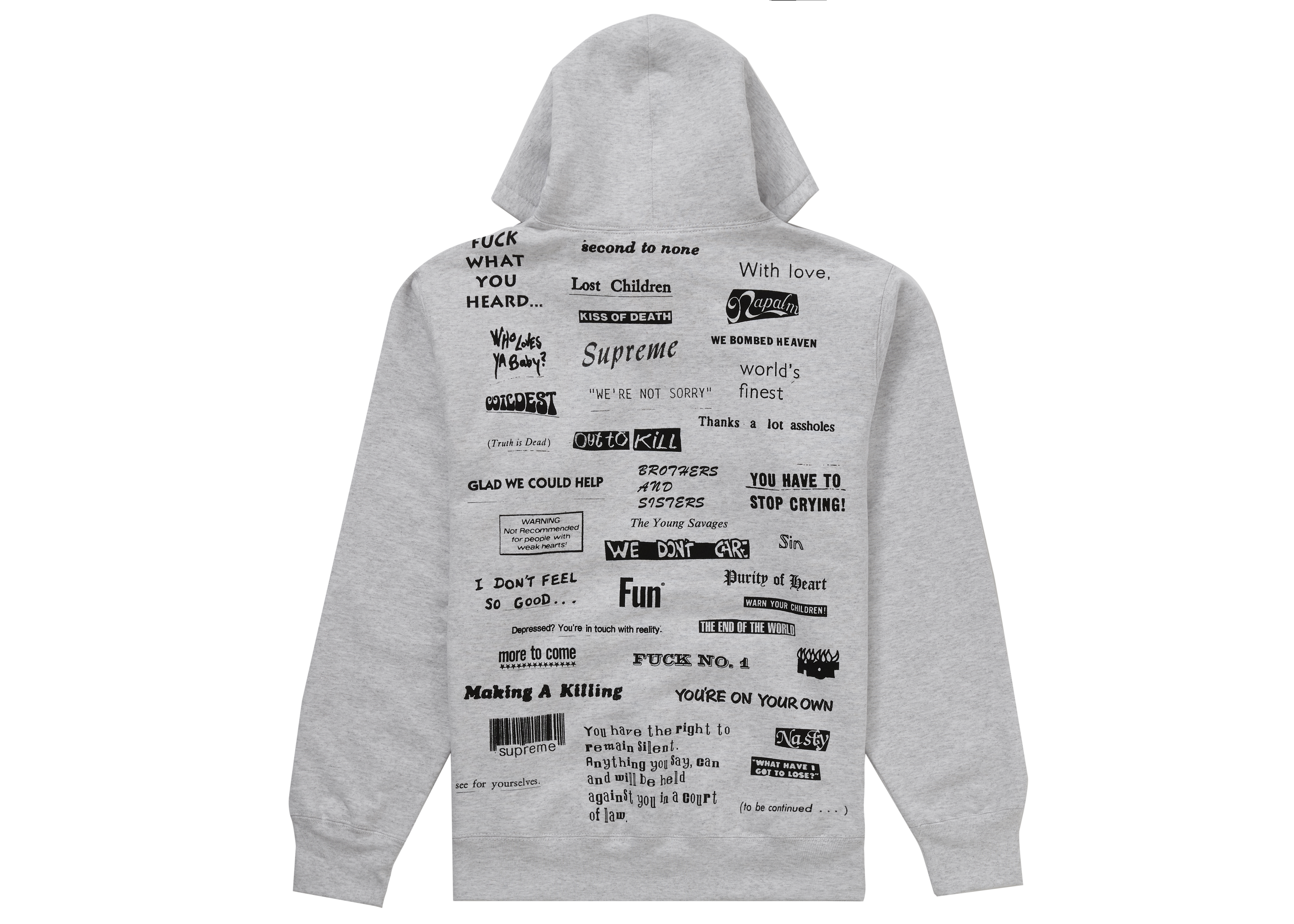 supreme stop crying hooded sweatshirt