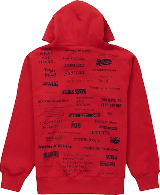 Supreme Stop Crying Hooded Sweatshirt Red - Novelship