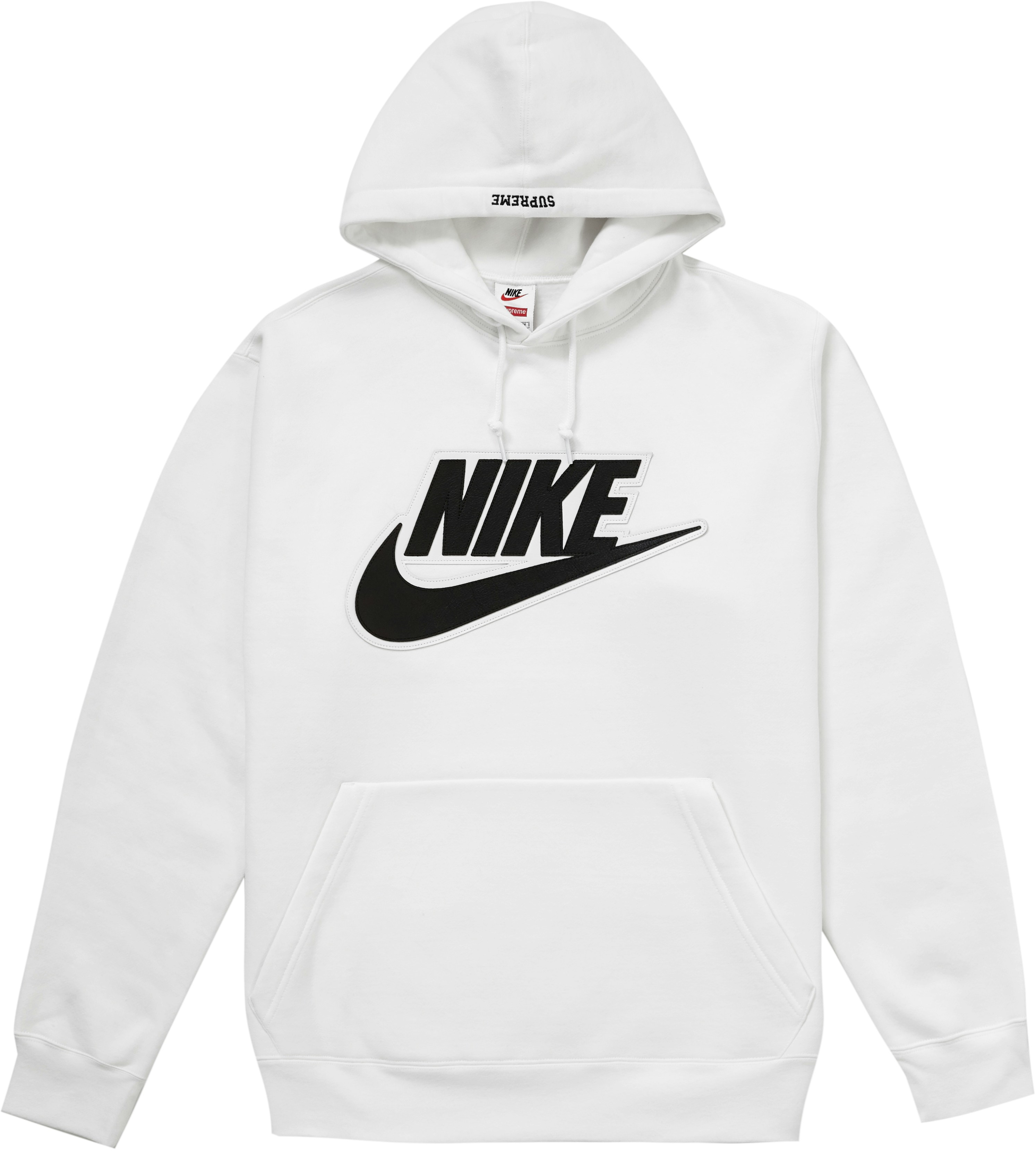 Supreme x Nike Leather Applique Hooded Sweatshirt White - Novelship