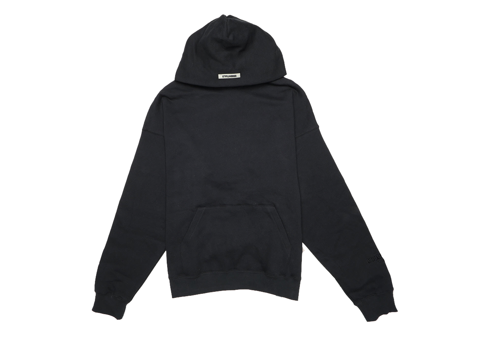 fear of god essentials logo pullover hoodie black