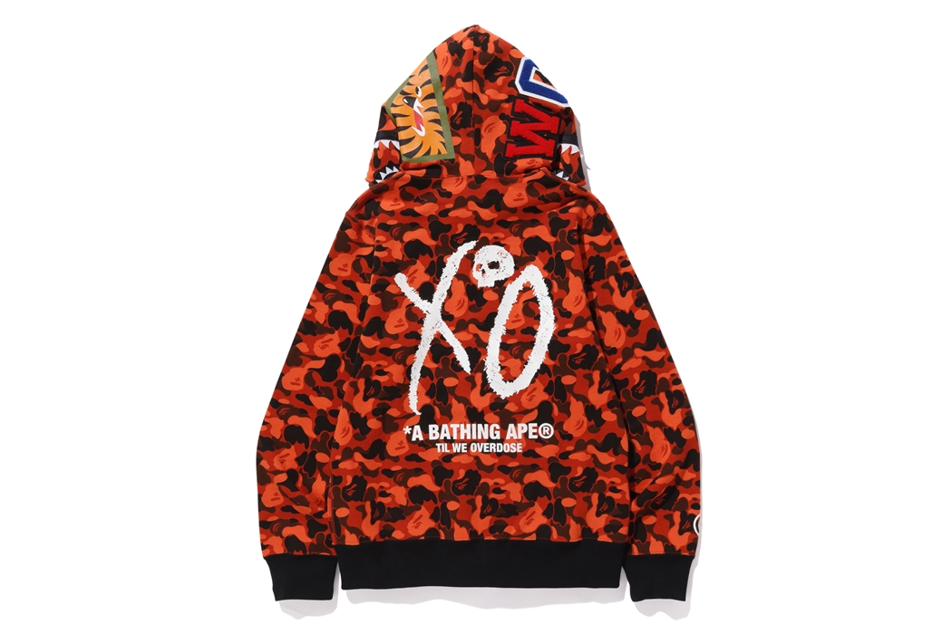 orange and black bape hoodie