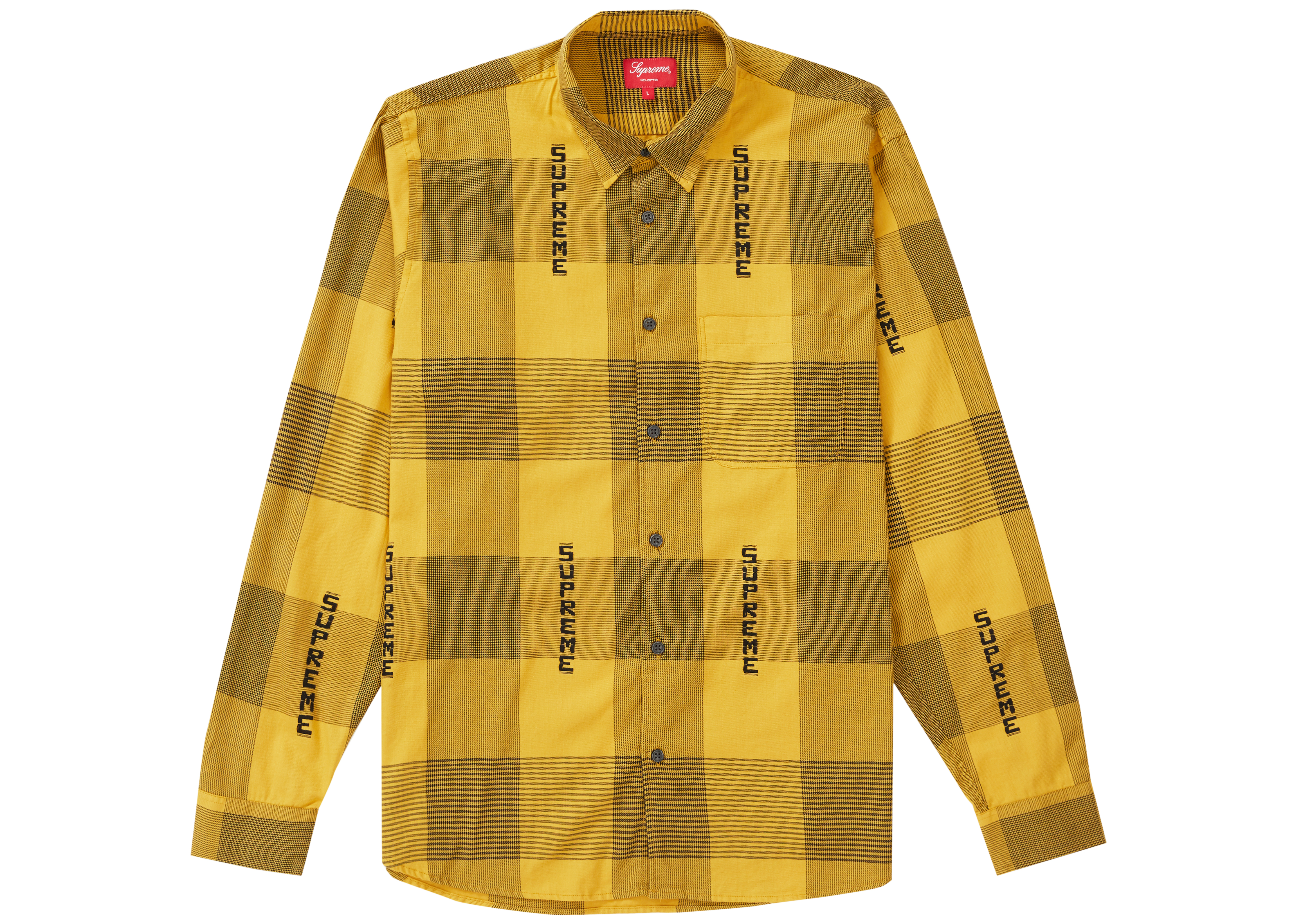 Supreme Logo Plaid Shirt Yellow Novelship - yellow plaidshirt roblox