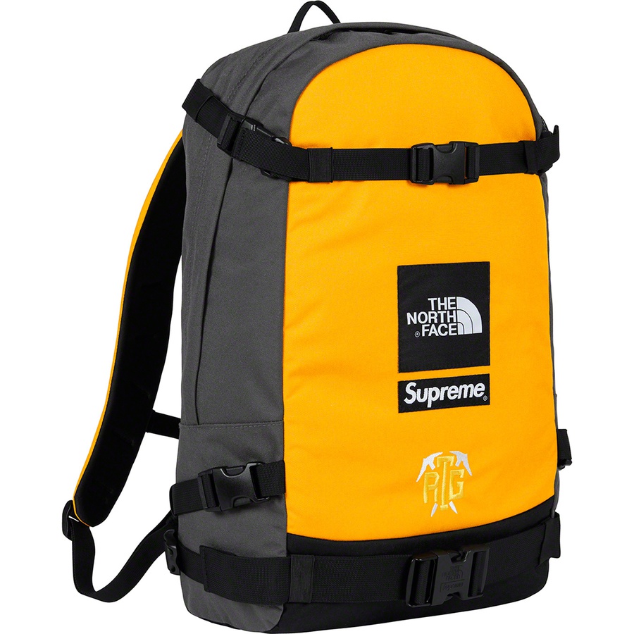 supreme north face backpack gold