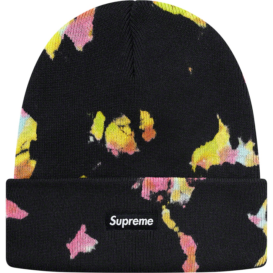 supreme splatter dyed beanie black