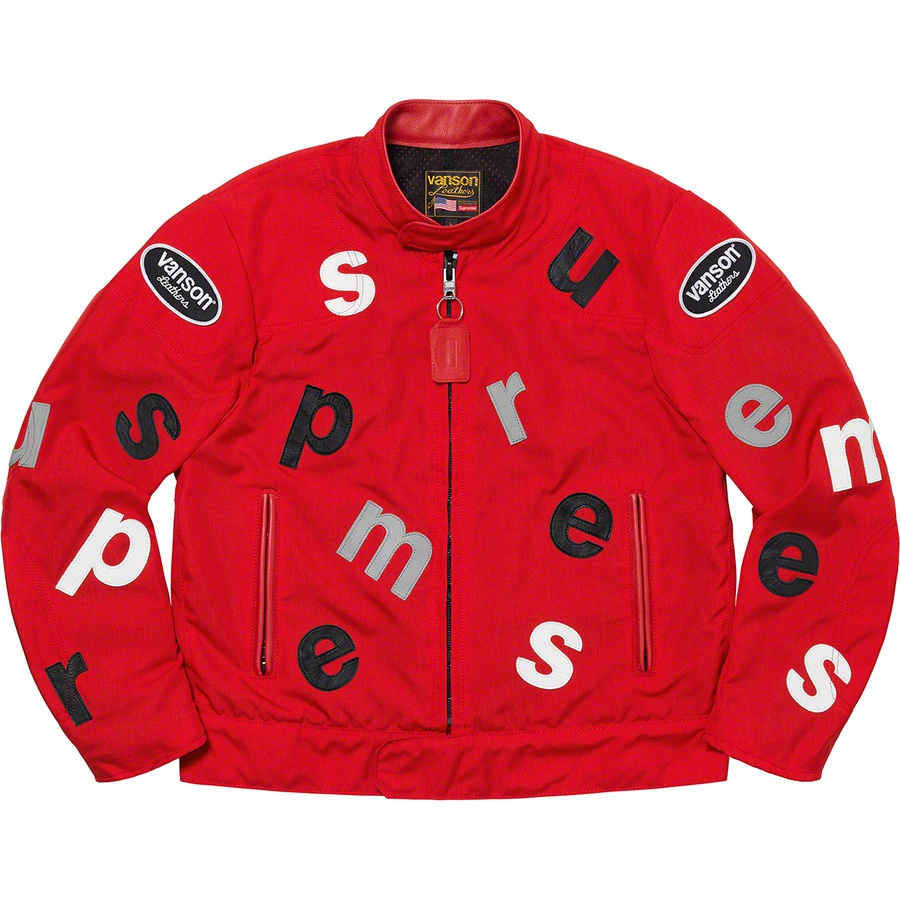 supreme vanson leathers letters cordura jacket black