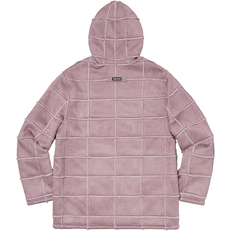 faux suede patchwork hooded jacket