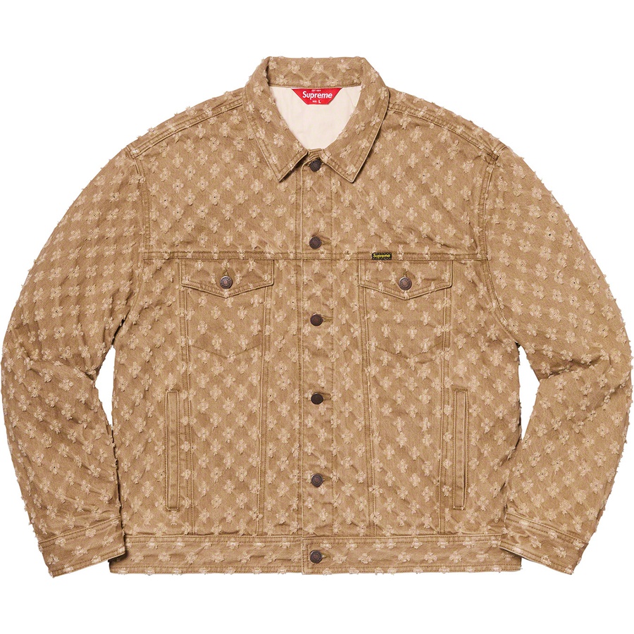 supreme hole punch denim trucker jacket brown