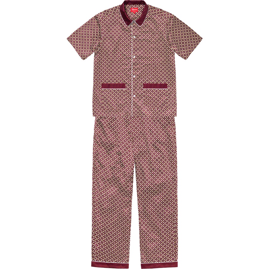 red satin pajama set
