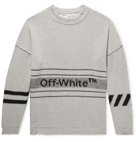 white distressed sweater