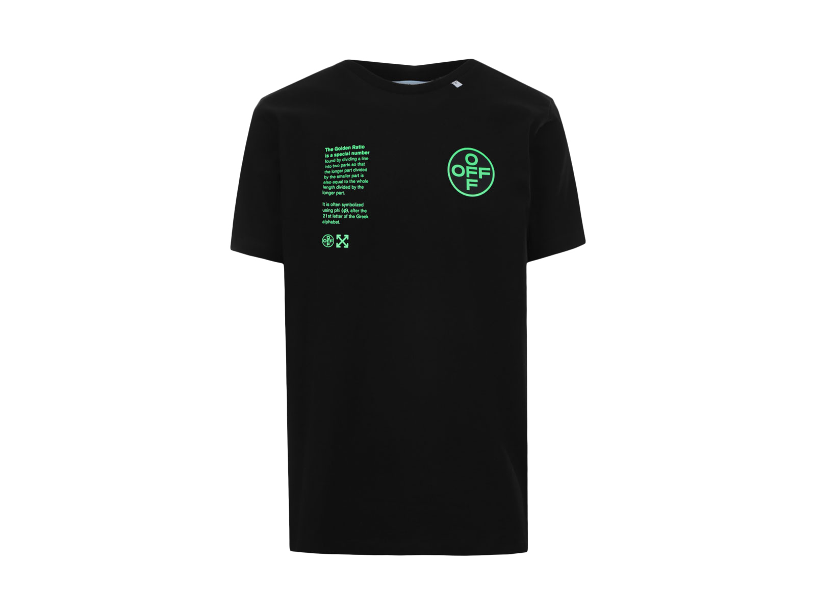 off white t shirt black and green