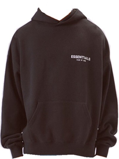 fear of god essentials logo pullover hoodie black