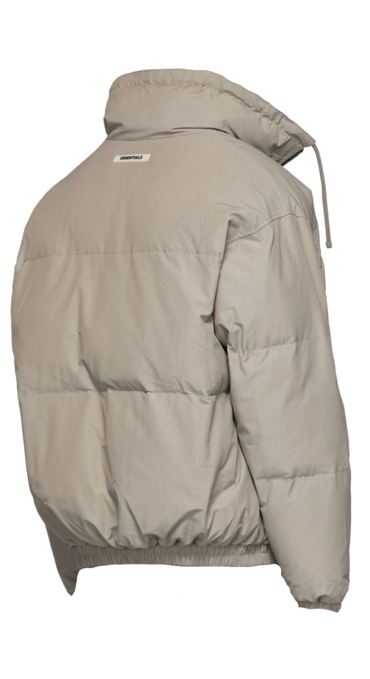 fear of god essentials puffer jacket iridescent