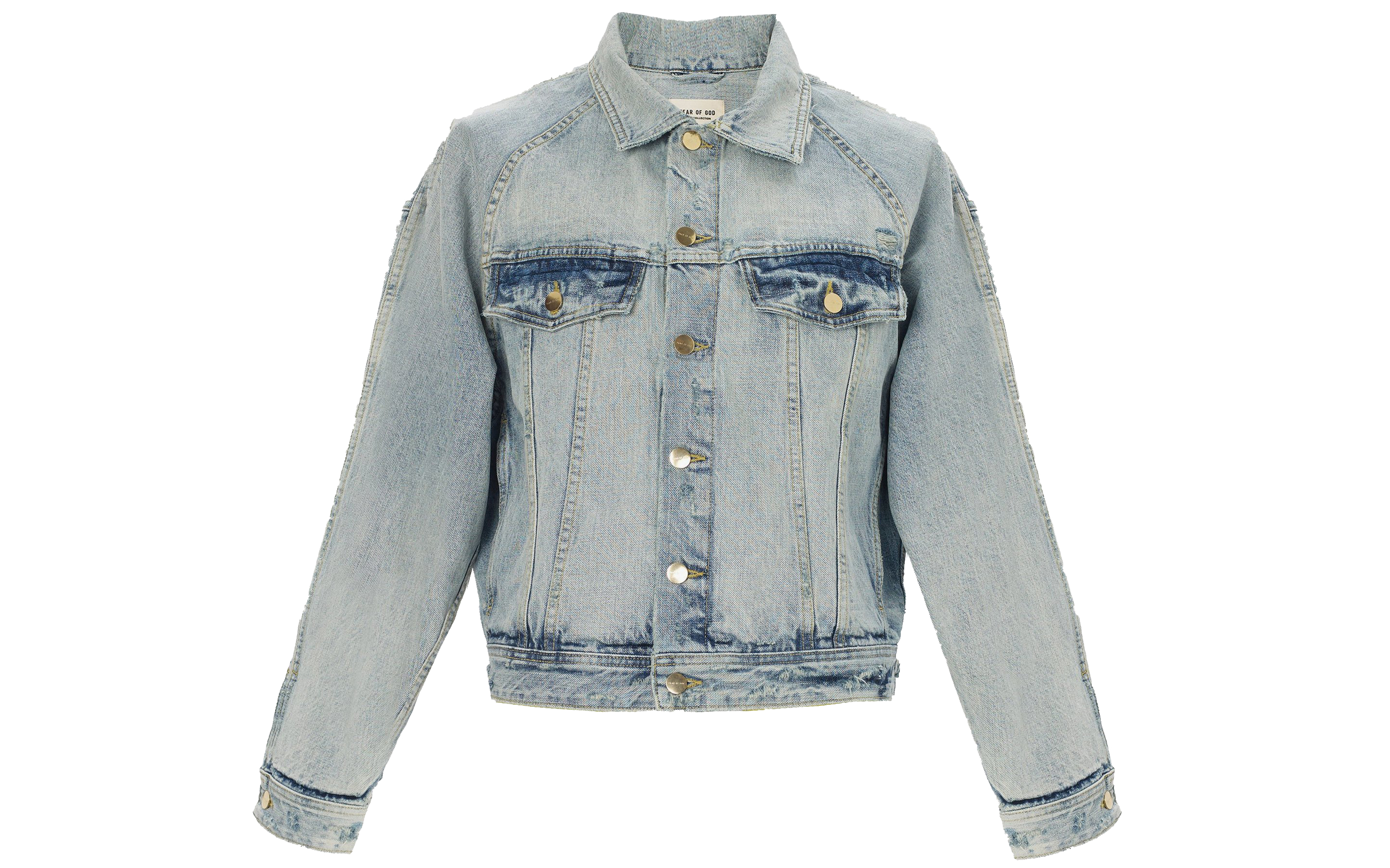 fear of god essentials denim trucker jacket