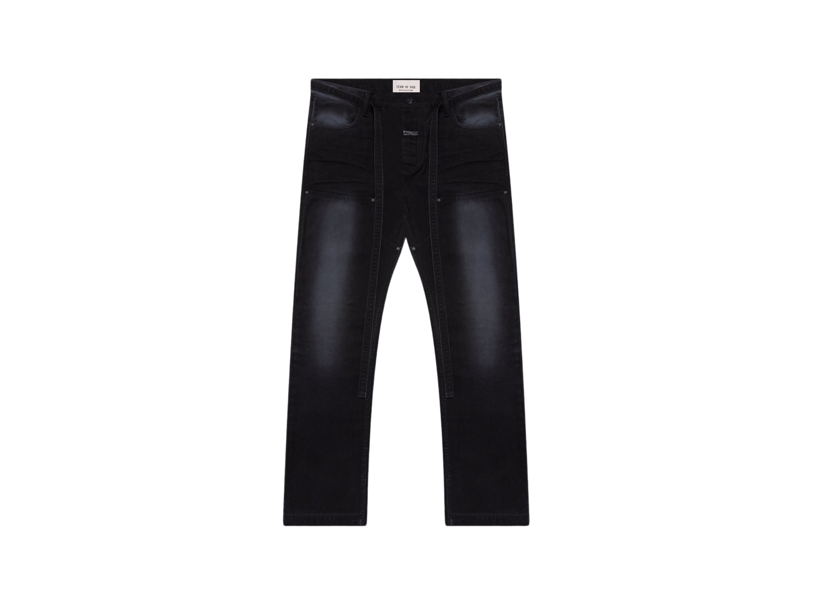fear of god black selvedge painters denim jeans black romper