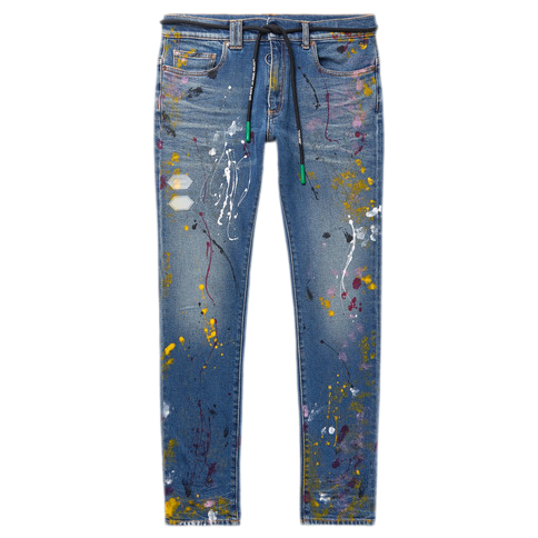 off white paint splatter jeans