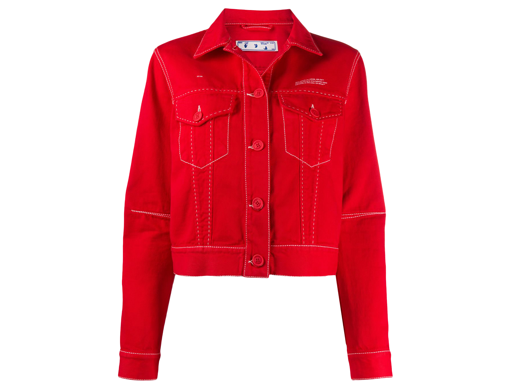 red off white denim jacket