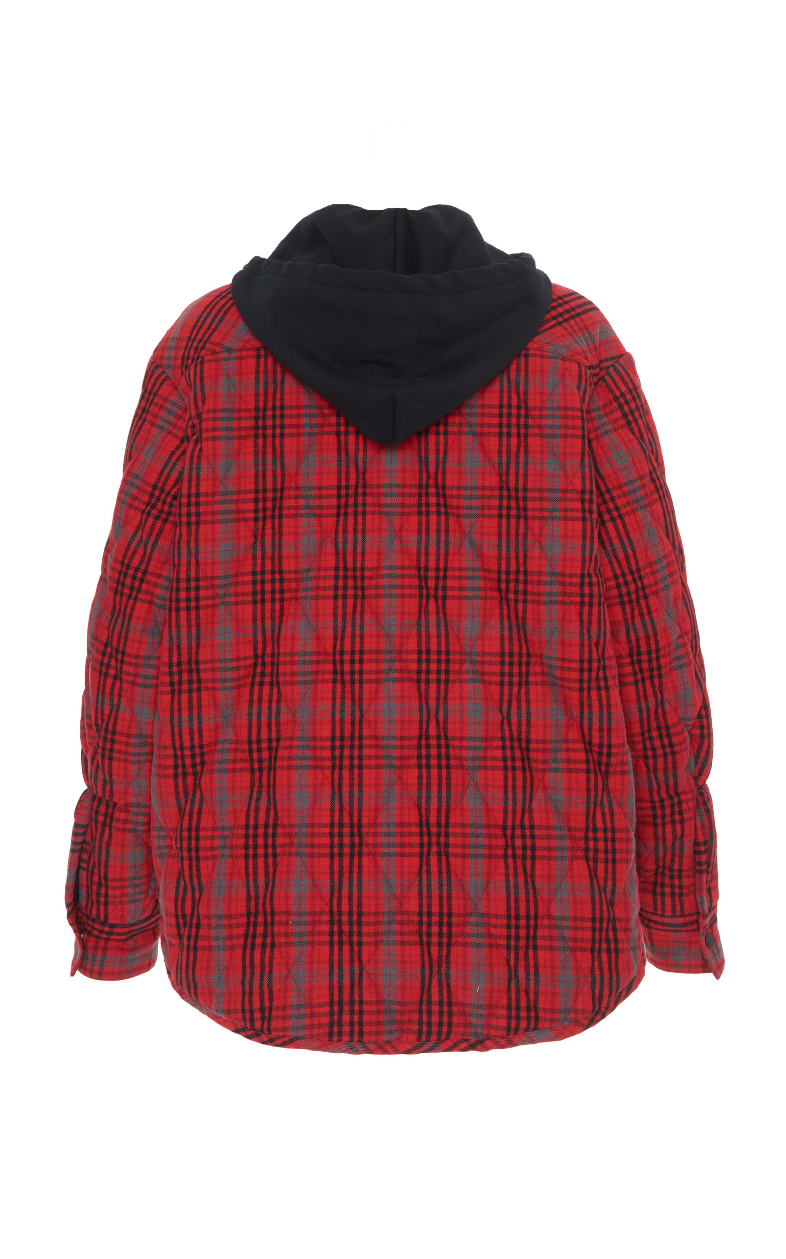 off white red flannel jacket