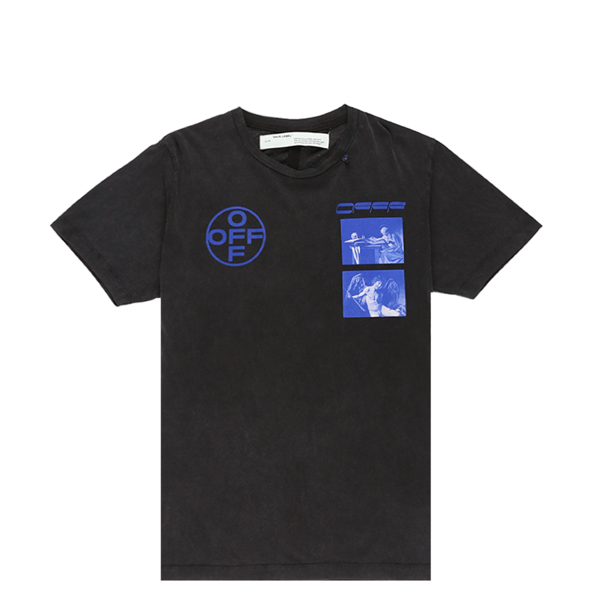 off white black blue t shirt