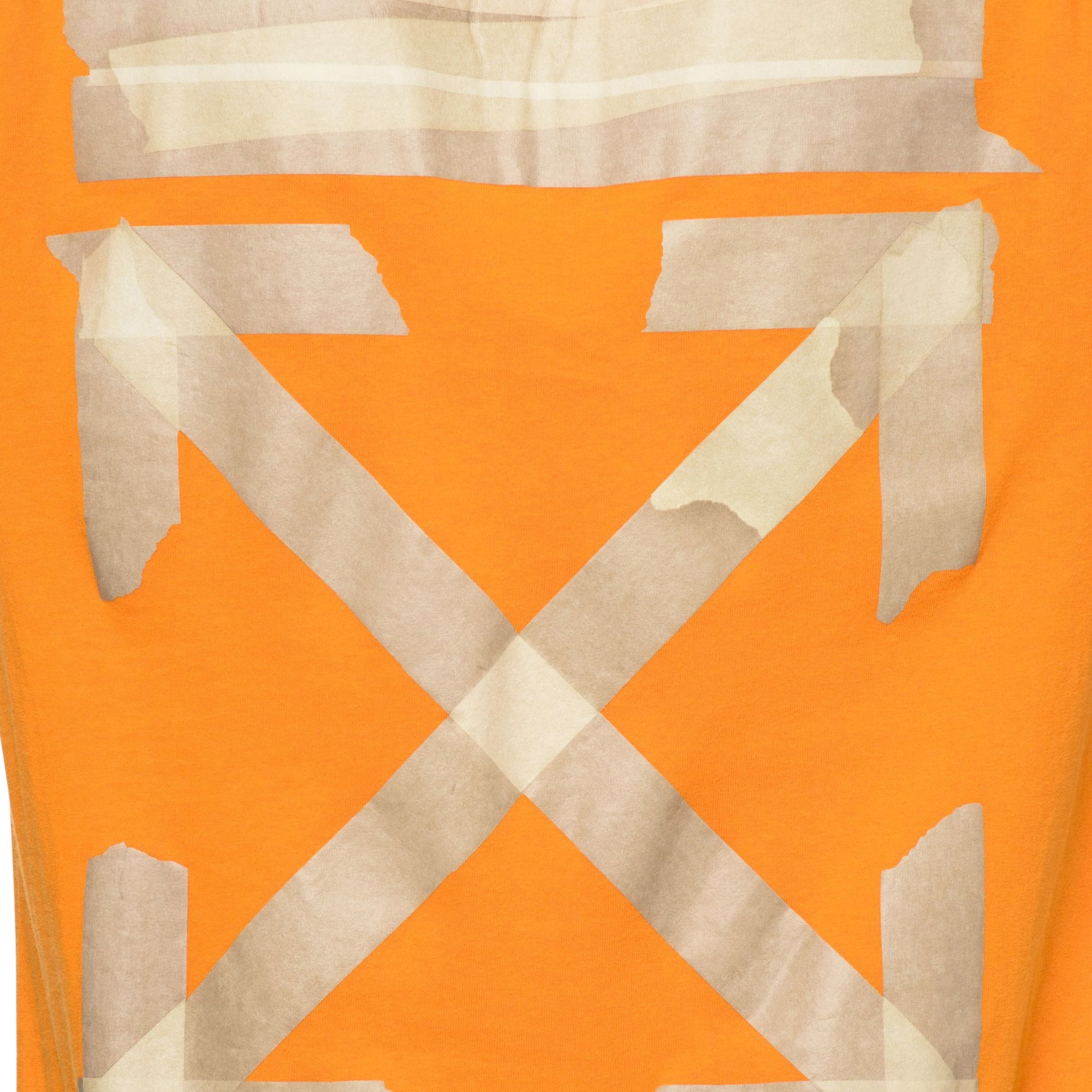 off white tape hoodie orange