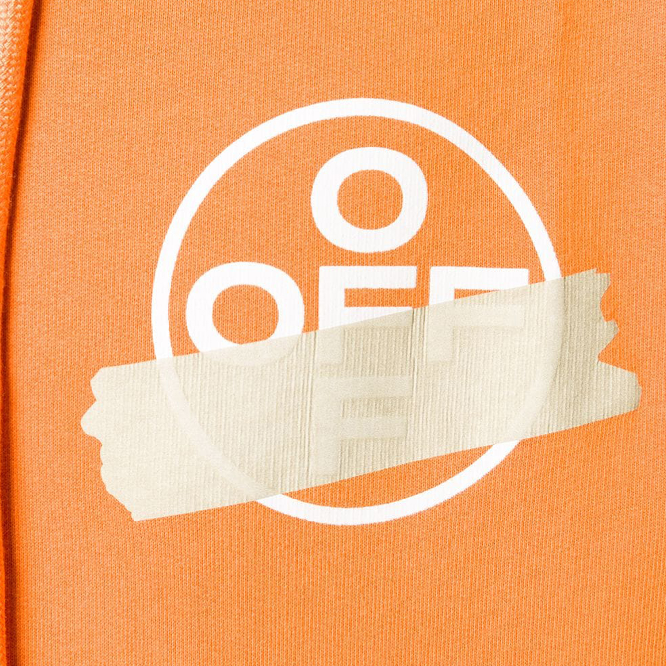 off white tape hoodie orange