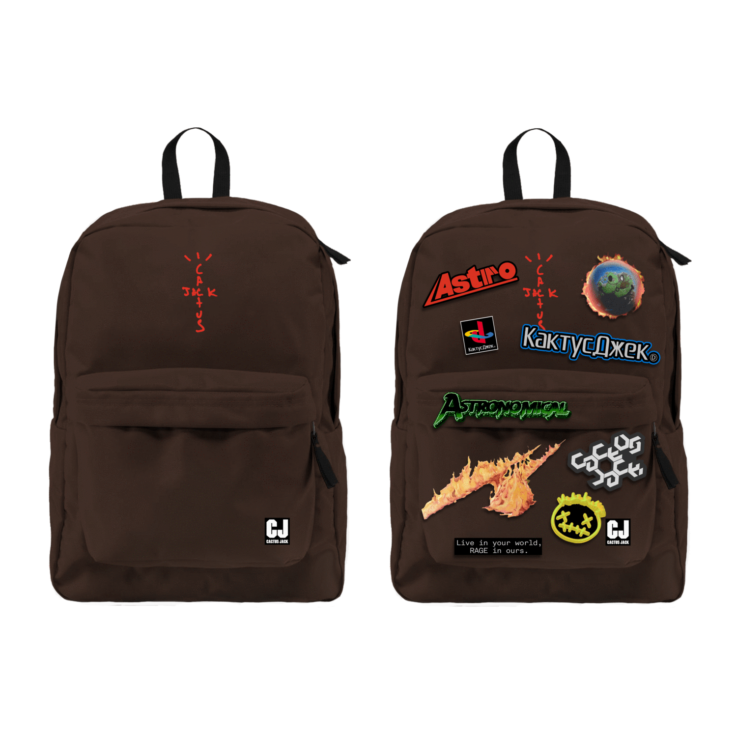 Travis Scott Cactus Jack Backpack With Patch Set Brown Novelship