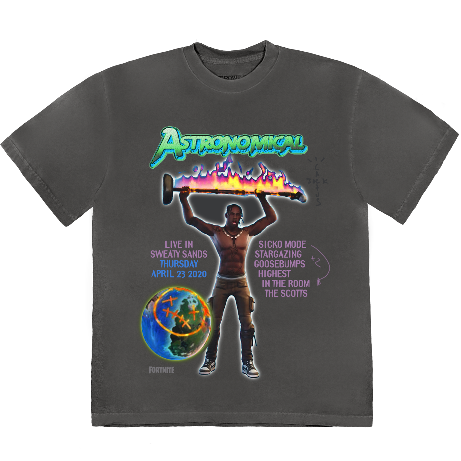 Travis Scott Back Bling T‑Shirt Washed 