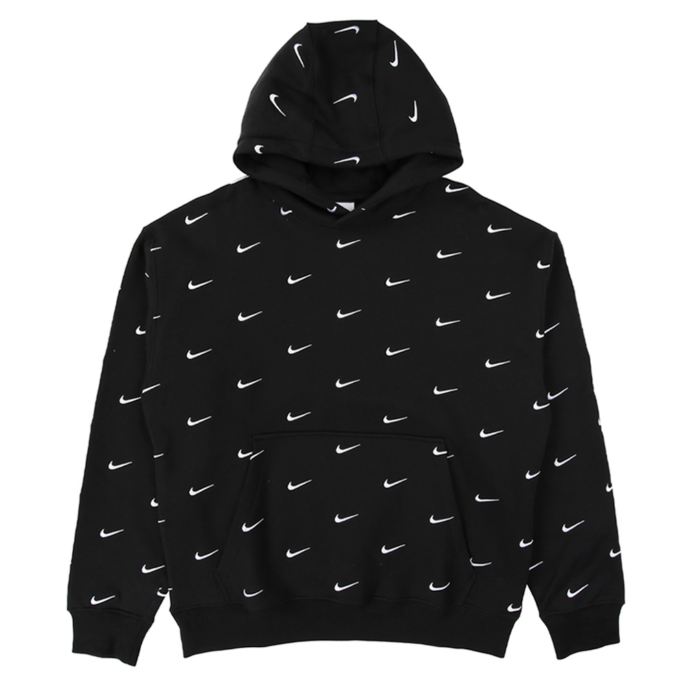 nike swoosh logo hoodie in black