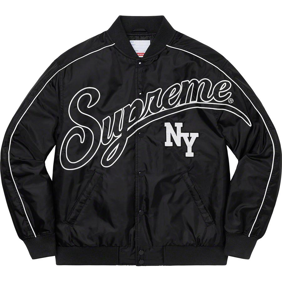 supreme contrast script varsity jacket black