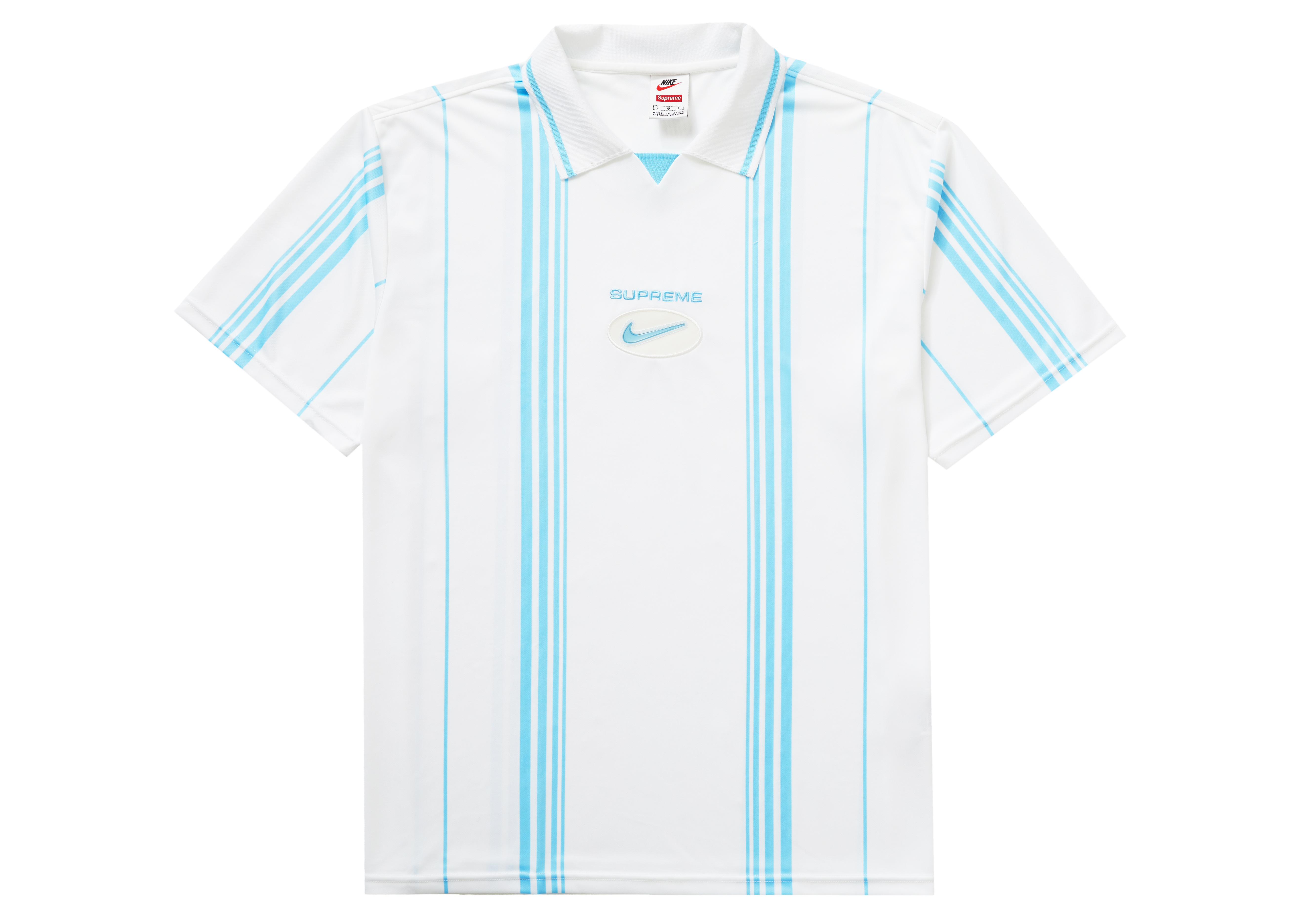 supreme nike jewel stripe soccer jersey black