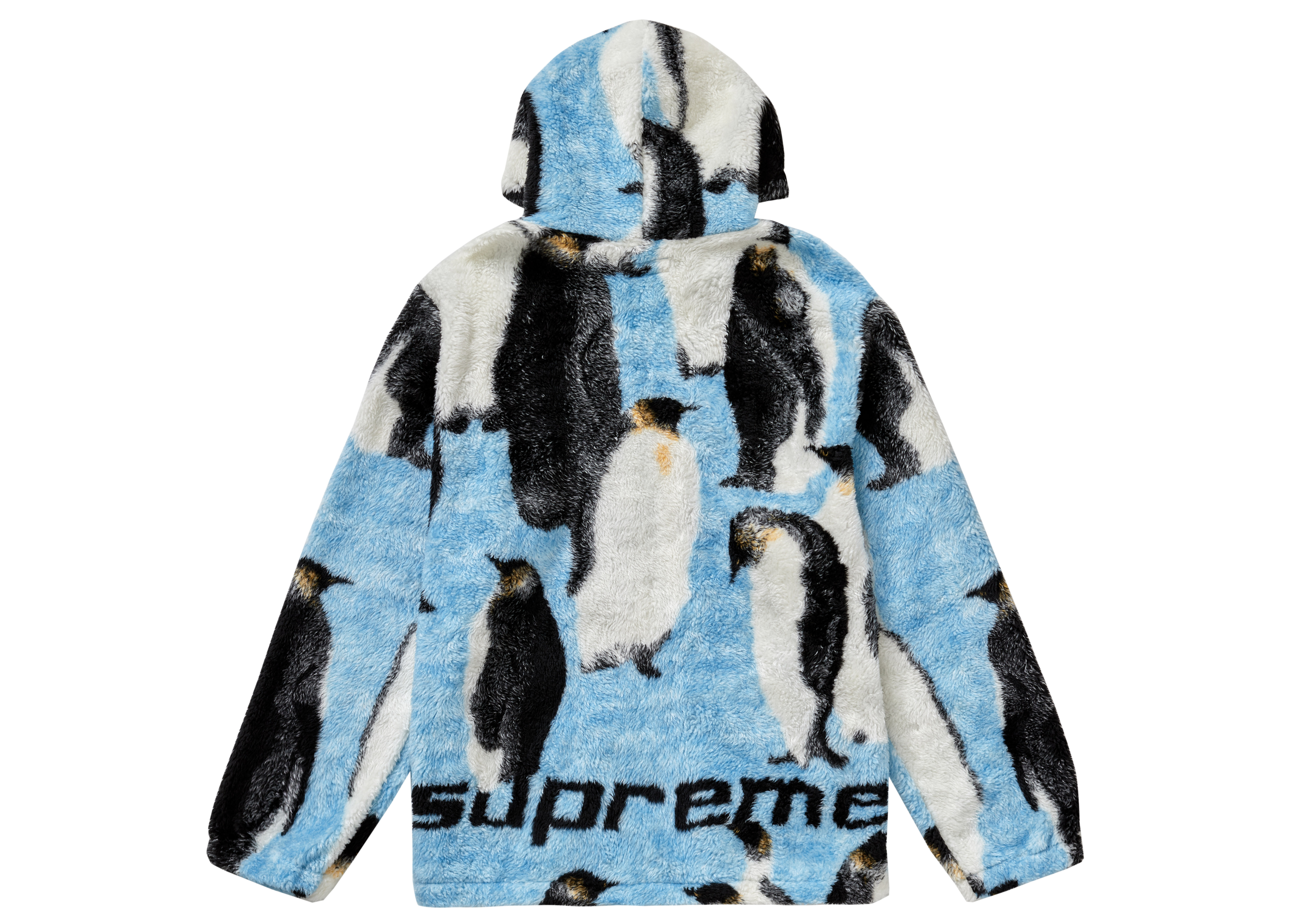 Supreme Penguins Hooded Fleece Jacket Blue